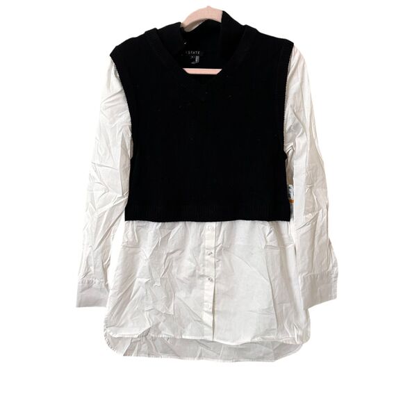 1 STATE Vest Button-Up Shirt NWT Sz Small‎ - Picture 2 of 5